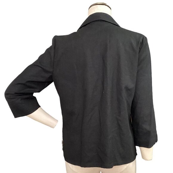 Alfred Dunner Linen Blend  Button Up Beaded Embroidered Petite Sz 10P Black 126K - Picture 5 of 7